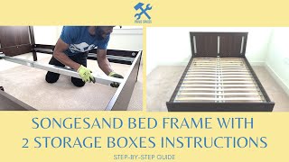 SONGESAND Bed Frame with 2 Storage Boxes Assembly Instructions Step by Step Assembly Guide [upl. by Arekahs386]