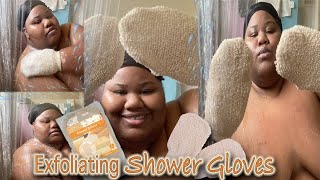 Using Exfoliating Shower Gloves  Review Shower With Me 🧖🏾‍♀️🚿 [upl. by Aw]