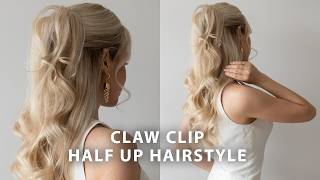 Easy Half Up Half Down Claw Clip Tutorial ❤️ Hairstyle for Long Hair  Medium Hair [upl. by Neirod833]