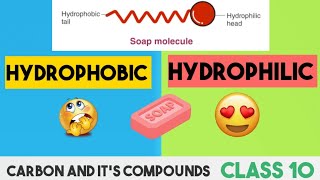 What is Hydrophobic amp HydrophilicCleaning action of Soap micellesClass 10Carbon and Compound [upl. by Areyk234]