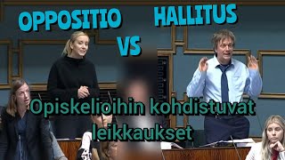 Opiskelijoihin ja koulutukseen kohdistuvat leikkaukset  Hallitus Vs Oppositio  Täysistunto [upl. by Nata]