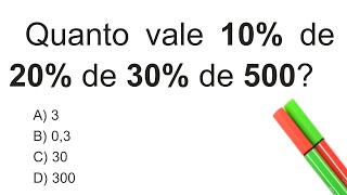 MUITO FÁCIL ESSA QUESTÃO DE PORCENTAGEM CUIDADO COM A PROVA PROIBIDO ERRAR [upl. by Eidassac]