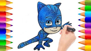 Cómo dibujar y colorear a Catboy de PJ Masks  Dibujos para niños [upl. by Kwabena]