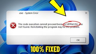 Fix MFPlatDLL not found in Windows 11  10  How To Solve Mfplat dll Missing Error ✅ [upl. by Silverts]