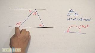 Ángulos entre paralelas y un triángulo [upl. by Ellison]