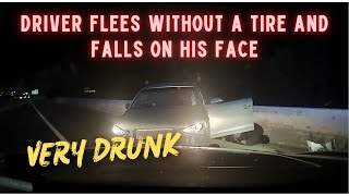 VERY Drunk driver flees w missing tire amp falls on face after PIT Maneuver Arkansas State Police [upl. by Clo]