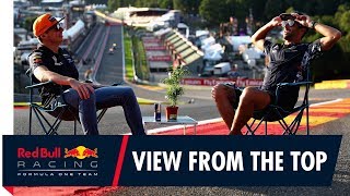 The view from the top Daniel Ricciardo and Max Verstappen at the Belgian Grand Prix [upl. by Ardnosac]