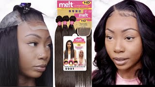 CLOSURE QUICK WEAVE ON NATURAL HAIR FT JANET COLLECTION MELT VIRGIN REMY HAIR [upl. by Seafowl]