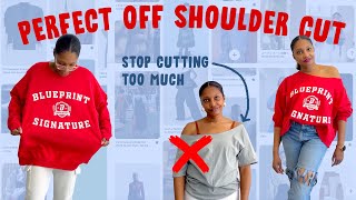 DIY Perfect Off Shoulder Cropped Sweatshirt  Tshirt cutting for Beginners [upl. by Yelsew226]