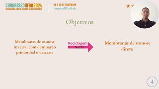 Reciclagem de membranas de osmose inversa para aplicação na osmose direta [upl. by Ahsiniuq680]