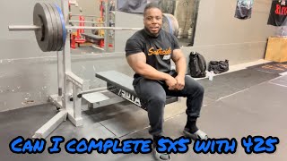 Bench Press Strength Training  5x5 425 [upl. by Nnaeinahpets]