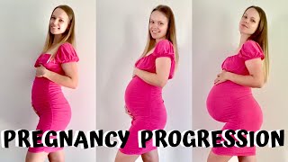 PREGNANT BELLY GROWTH  10  38 WEEKS TRANSFORMATION  SECOND PREGNANCY WEEK BY WEEK BUMP PROGRESS [upl. by Berns451]