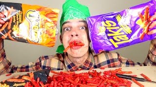 HOT CHEETOS amp TAKIS FUEGO CHALLENGE [upl. by Layney]