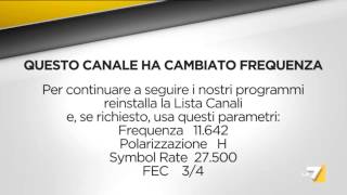 Satellite  Cambio frequenza per LA7 frequenza 11541 V 22000 56  Cartello [upl. by Nekal]