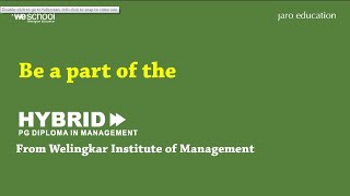 Hybrid PGDM Program  Welingkar Institute of Management  Jaro Education [upl. by Nage40]