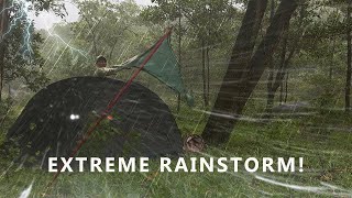 EXTREME RAINSTORM Solo Camping in long heavy rain and thunder NEW VIDEO [upl. by Saundra89]