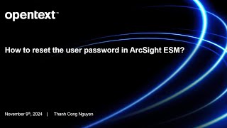 How to reset user password in ArcSight ESM [upl. by Kyla]