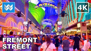 4K Fremont Street Las Vegas  Night Walking Tour amp Travel Guide 🎧 Binaural Sound [upl. by Einner970]