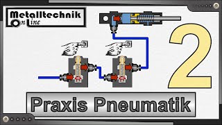 Praxis Pneumatik 2 – Reihenschaltung von Wegeventilen für die UNDFunktion [upl. by Imerej]