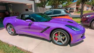 Corvette wrapped in Hexis Gloss Byzantine Violet Glitter Vinyl Wrap HX20VBYB [upl. by Eiramit]