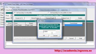 Academia Ingnova  HECRAS  Video demostrativo  Introduccion varios caudales HECRAS [upl. by Adnamar]