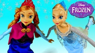 NEW Frozen Elsa and Anna Ice Skating Disney Barbie Dolls Play Doh Toys Review [upl. by Aevin]