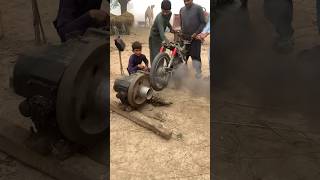 Diesel Engine Starting With Bike Tire Help shorts viralshorts [upl. by Akers]