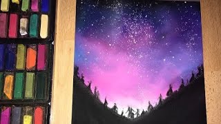 Quick and Easy Landscape Drawings With Soft Pastels 2  Colorful Night Sky [upl. by Malley560]