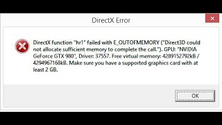 🚩 DirectX Error EOUTOFMEMORY [upl. by Airemaj]