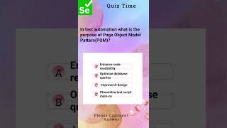 Selenium Quiz  What is the purpose of Page Object Model automationtutorial selenium [upl. by Elisha]