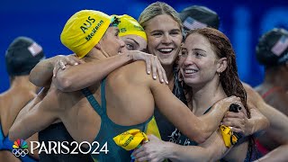 Australia completes 4x100m free relay fourpeat USA silver  Paris Olympics  NBC Sports [upl. by Courtney941]