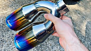 New Custom Exhaust Tip LOUD  RESONATOR amp MUFFLER DELETE [upl. by Vins]