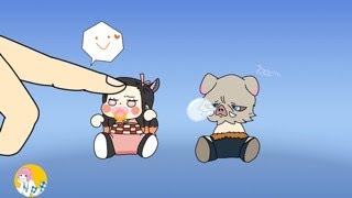 Anime Chibi Demon slayer vs Finger🎀Nezuko and Inosuke🐗02 [upl. by Drofdarb]