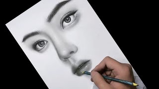 Learn to draw Hyper Realistic Face  How to Draw Eyes Nose and Lips Step by step Charcoal Pencil [upl. by Lokcin693]