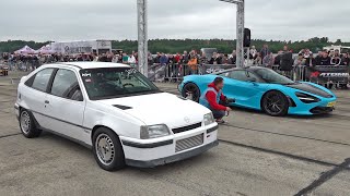 900HP Opel Kadett GSI 16V Turbo vs 1200HP McLaren 720S [upl. by Winonah]