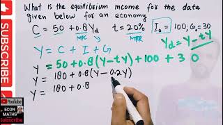 Equilibrium level of income from data of an Economy [upl. by Nyrroc]