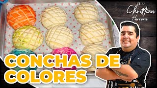 CÓMO HACER CONCHAS DE PAN DE DULCE SUAVECITAS DE COLORES [upl. by Daniels424]