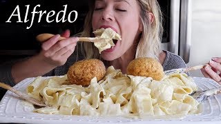 Best Pappardelle Alfredo Recipe with Cheesy Stuffed Chicken  Mukbang [upl. by Leahicm]