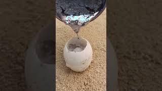 Casting Melting Aluminum Restoration into Eggs shorts [upl. by Enrev108]