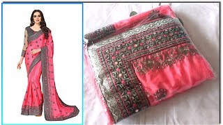 Embroidered Fashion Chiffon Saree Embellished  WorldForFree अलंकृत साड़ी [upl. by Vary]