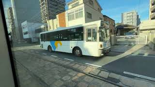 熊本市電 新型 2402 辛島町〜熊本駅前 車窓 路面電車、熊本市、熊本駅、健軍町発田崎橋行き [upl. by Hnil469]