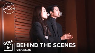 Behind the Scenes First kisses forehead flicks and bubblegum tricks  Vincenzo ENG SUB [upl. by Aeet]