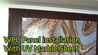 WPC Louver panel के साथ UV Marble शीट कैसे लगाई जाती है  How to install wpc panel with uv sheet [upl. by Yra113]