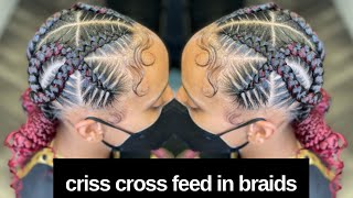 Criss Cross Feed In Braids  Dopeaxxpana [upl. by Jablon680]