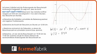 Kurvendiskussion 3 Grades Klausuraufgabe Besucherzahl Volksfest [upl. by Rehctaht]