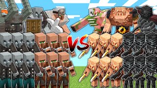 VILLAGERS amp PILLAGERS vs PIGLINS amp WITHERS in Mob Battle [upl. by Duwalt43]