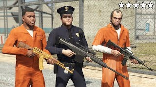 GTA 5  Michael Franklin and Trevor VS FIVE STAR PRISON BREAK Sandy Shores Airfield Plane Escape [upl. by Matilda]