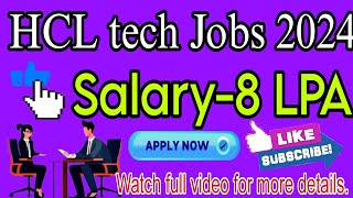 HCLTech Off Campus Recruitment for Freshers as Software Engineer  Salary up to 8 LPA [upl. by Mauchi]