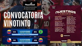 Convocatoria Vinotinto vs Brasil y Chile eliminatorias2026 [upl. by Saerdna]