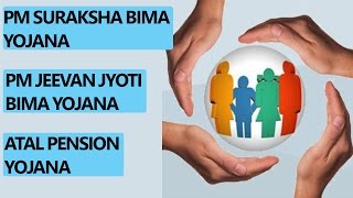 Hindi PM Suraksha Bima yojana PM Jeevan jyoti Bima yojana and Atal pension yojana [upl. by Yenitirb]